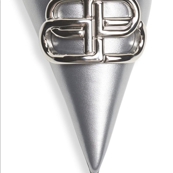 Balenciaga BB metallic leather mules silver - Picture 6 of 7